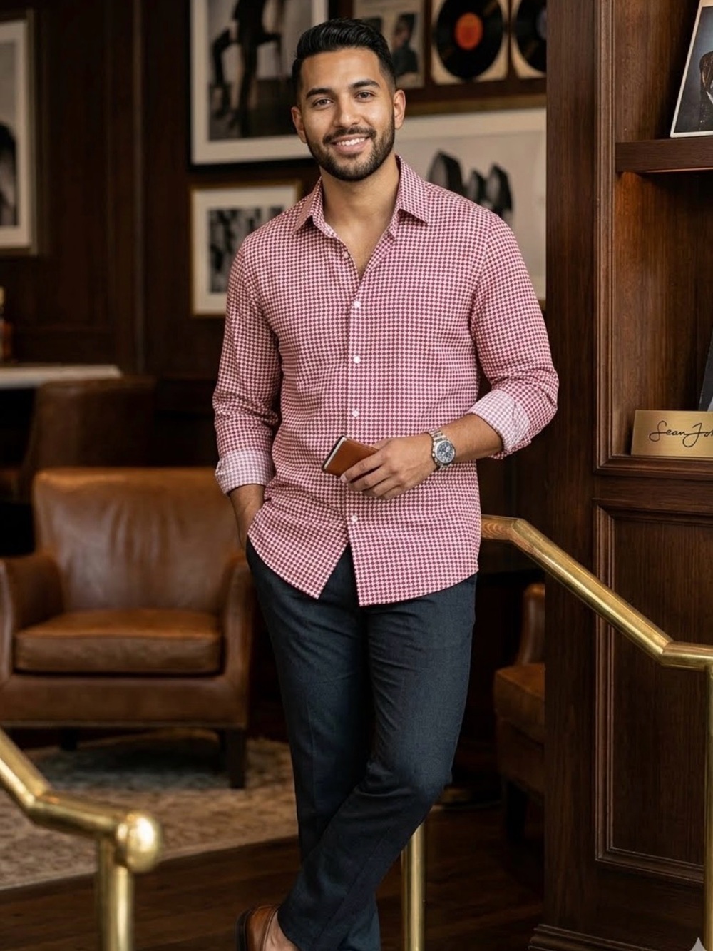 Sean John Red and White Dress Shirt blk fri deal
